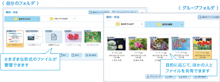 「自分のフォルダ」と「グループフォルダ」
