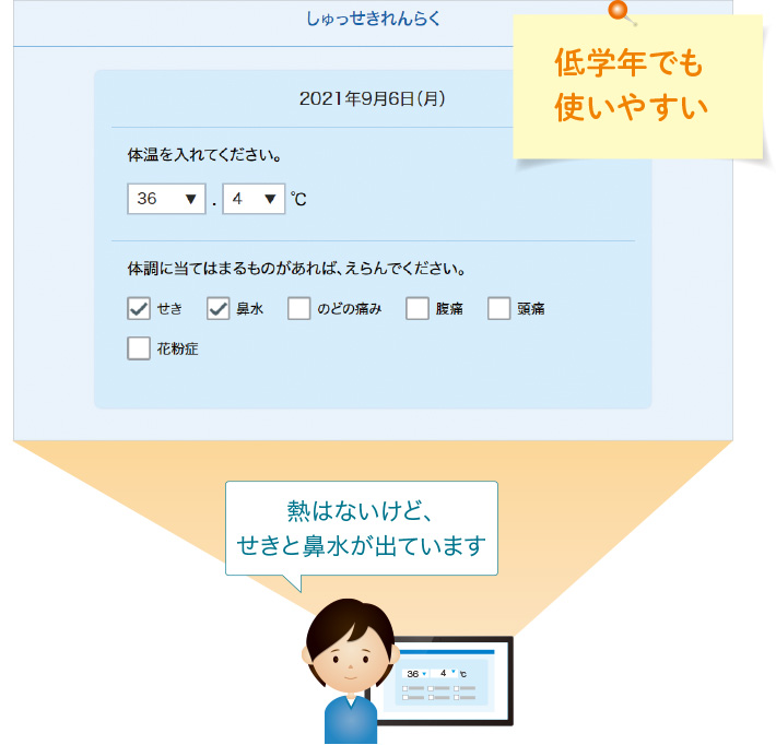 “子ども”が、健康状態を入力のイメージ